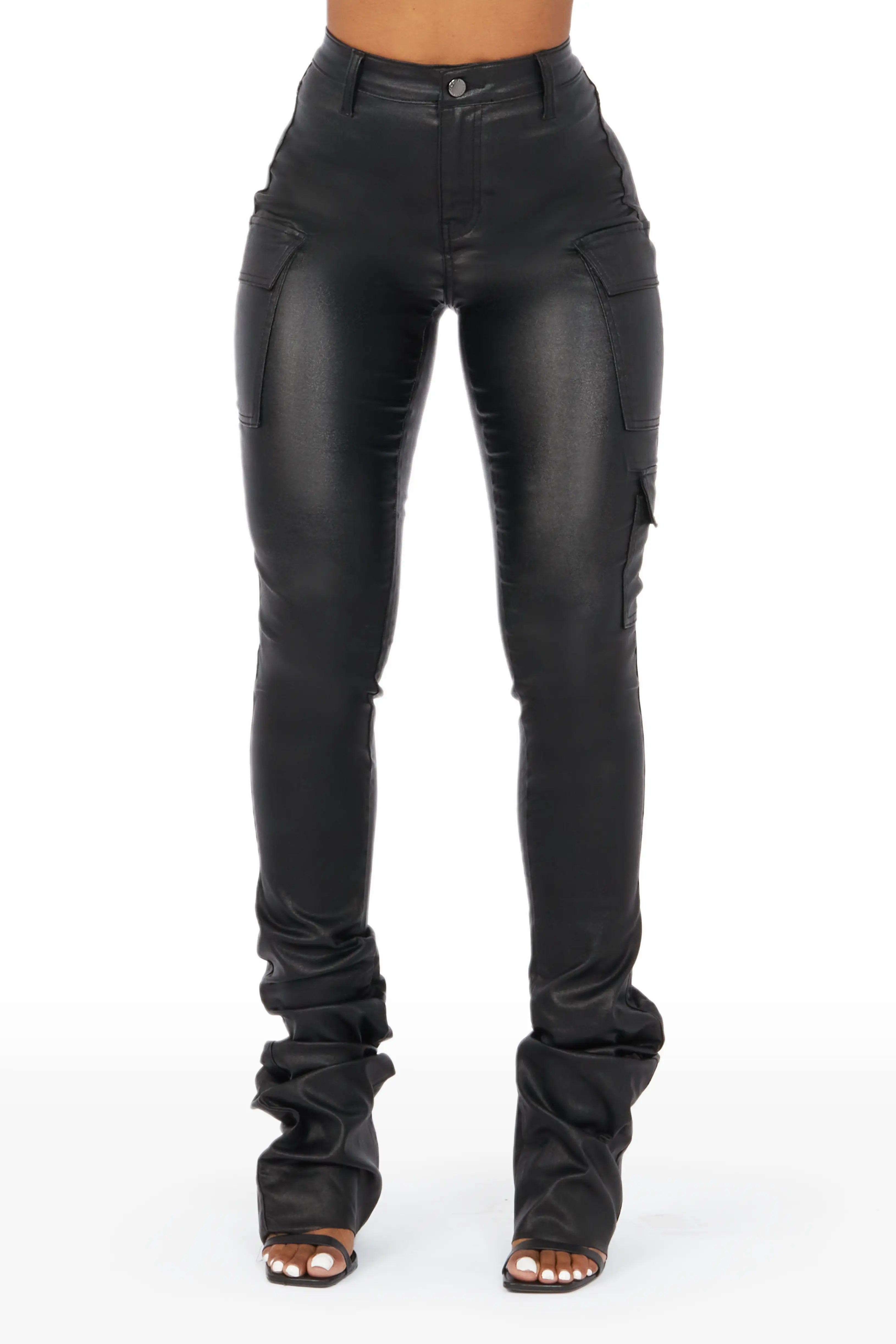 Vixen Metallic Black Cargo Super Stacked Pant Female Product Image