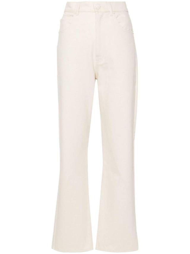 High-waist Straight-leg Trousers In Neutrals Product Image