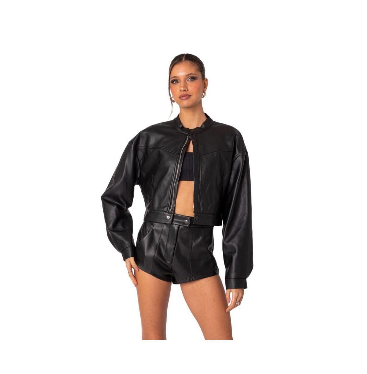 Womens Ramona faux leather cropped jacket Product Image