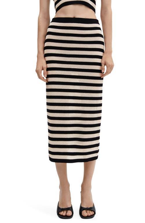 MANGO Stripe Open Stitch Knit Midi Skirt Product Image