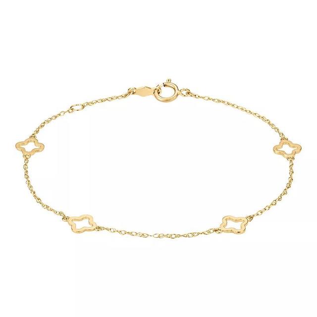 Tiara 10k Gold Clover Link Station Bracelet, Womens Product Image