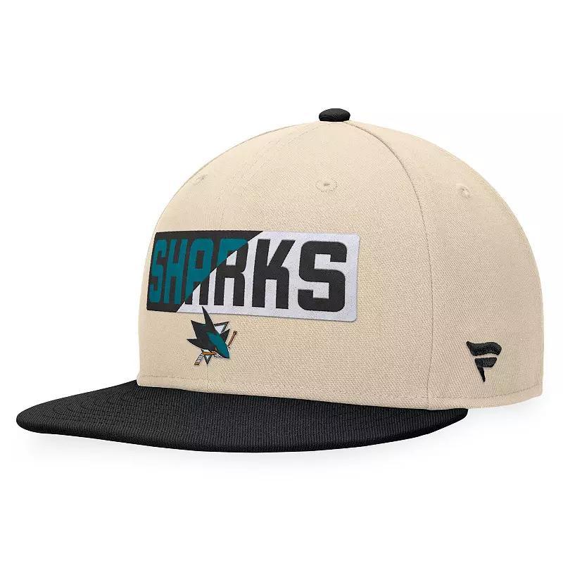 Mens Fanatics Branded Cream/Black San Jose Sharks Goalaso Snapback Hat Product Image