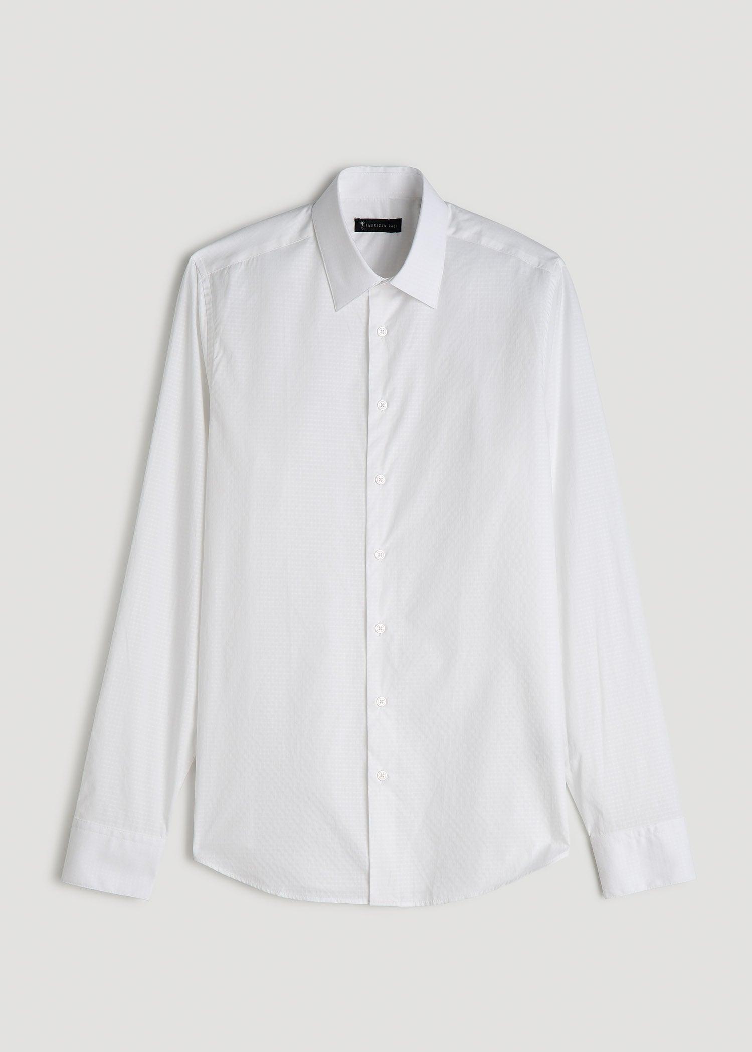 Premium Dress Shirt for Tall Men in White Dobby Male Product Image