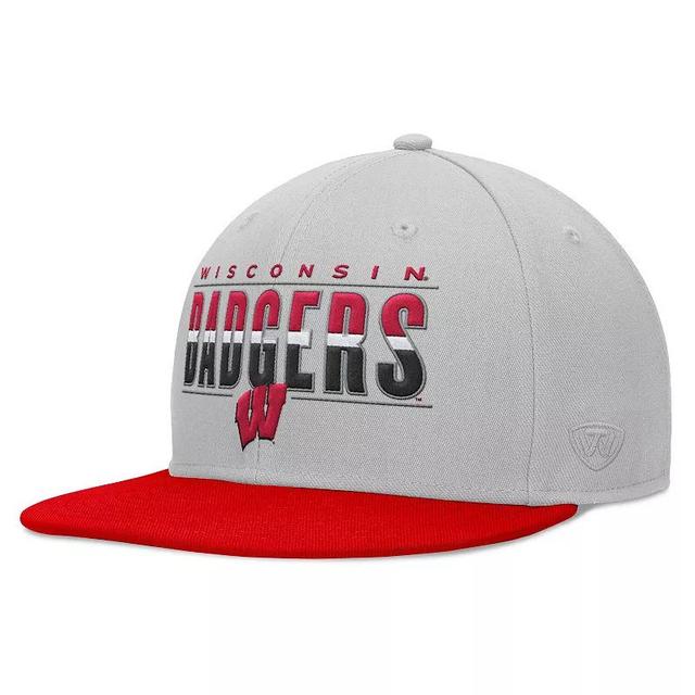 Mens Top of the World Gray Wisconsin Badgers Hudson Snapback Hat Product Image