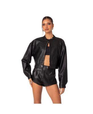 Womens Ramona faux leather cropped jacket Product Image