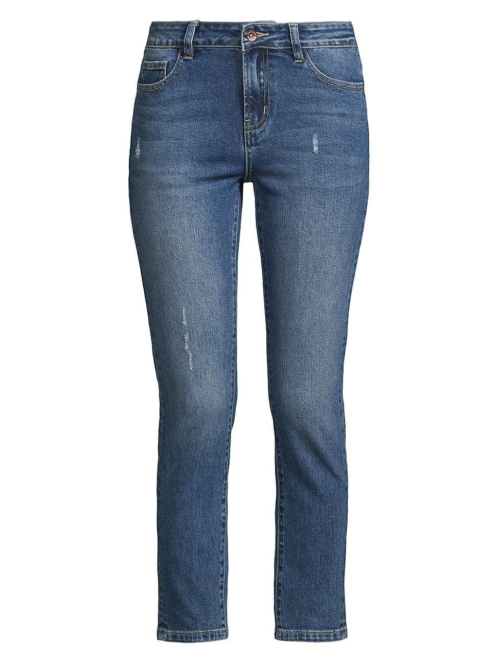 Womens Mid-Rise Stretch Slim Cropped Jeans Product Image