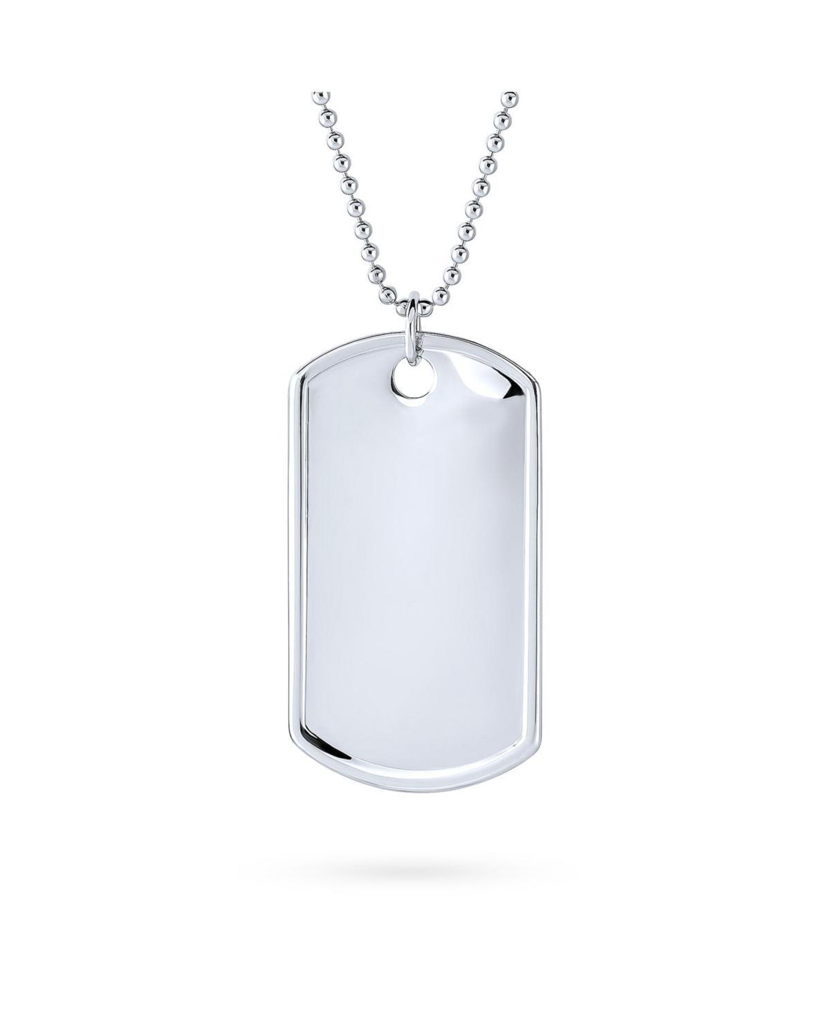 Bling Jewelry Traditional Mens X-Large Army Dog Tag Pendant Necklace For Men s .925 Sterling Silver Long Bead Ball Chain 24 Inch Product Image