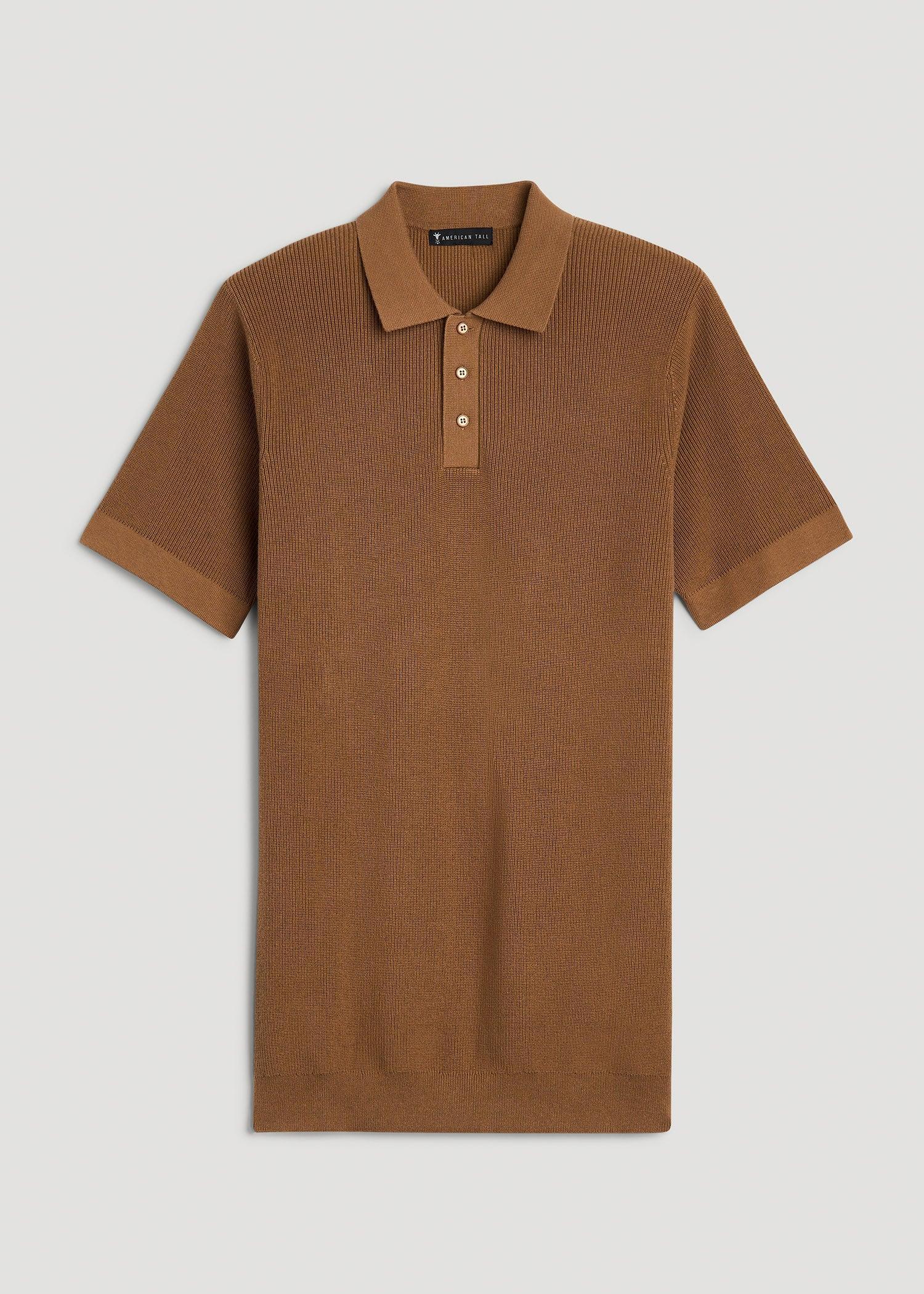 Purl Knit Tall Men's Polo Sweater in Camel Product Image