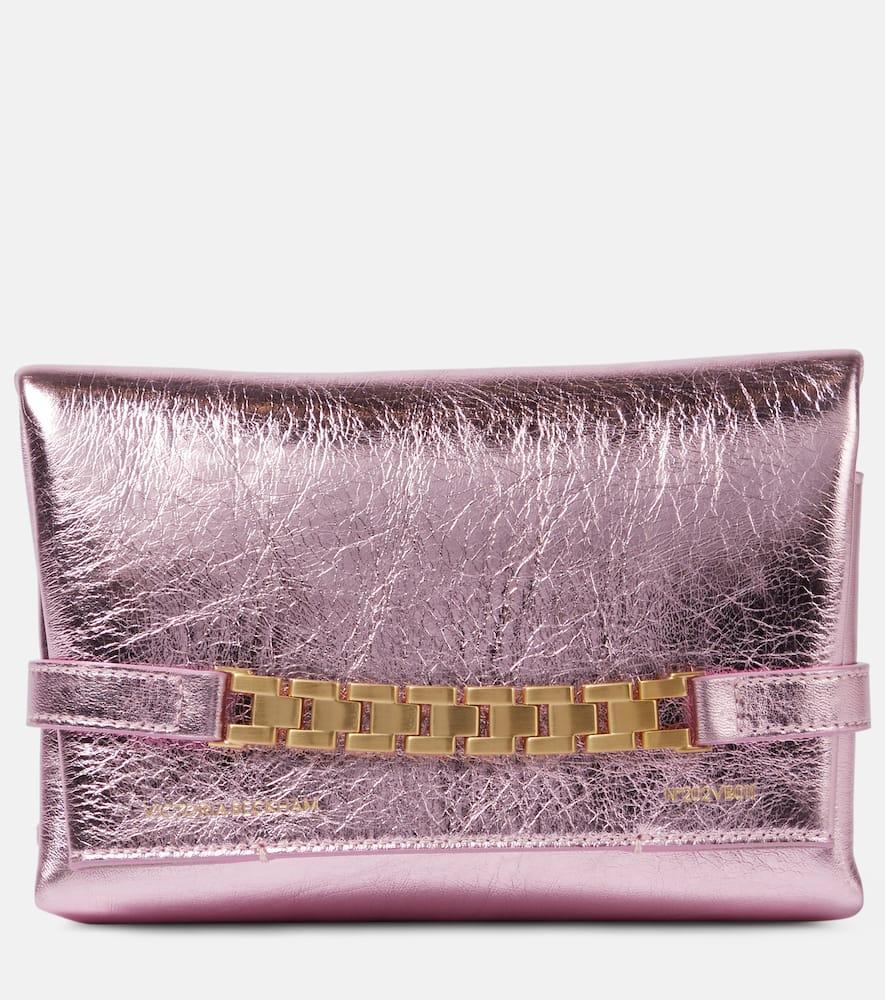 Chain Pouch Mini Leather Shoulder Bag In Pink Product Image