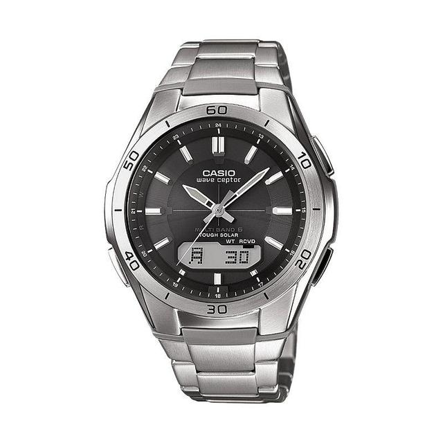 Casio Mens Wave Ceptor Stainless Steel Analog & Digital Atomic Watch - WVAM640D-1A, Grey Product Image