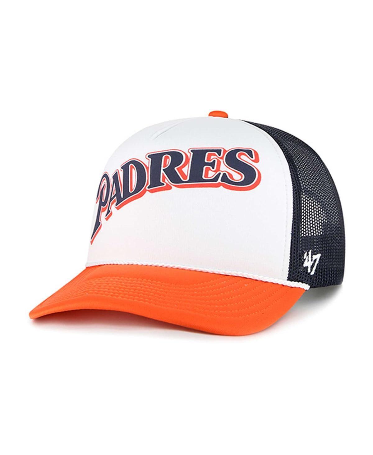 Mens 47 Brand White San Diego Padres Foam Front Script Trucker Snapback Hat Product Image