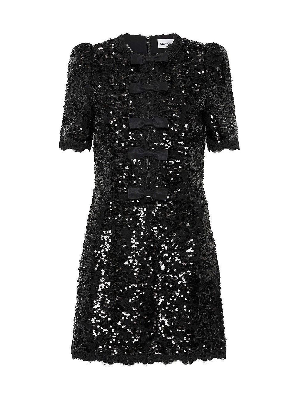 Womens Diana Sequin-Embellished Lace Bow Minidress Product Image