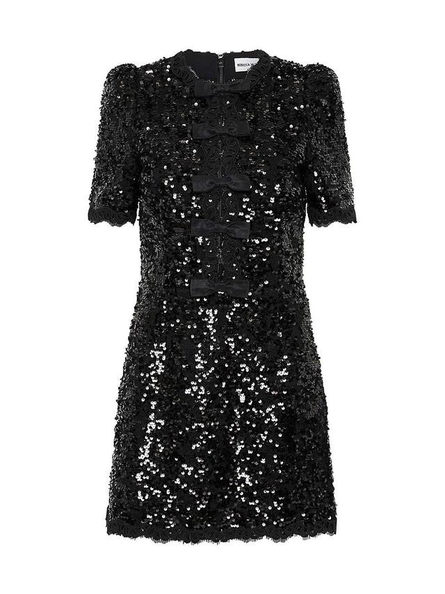 Womens Diana Sequin-Embellished Lace Bow Minidress Product Image