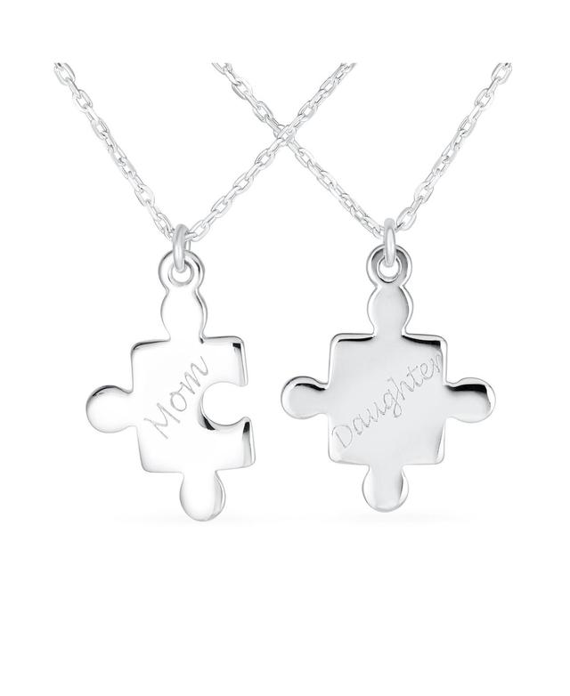 Bling Jewelry Best Friends 2 pcs Set Bff Split Break Apart Puzzle Word Mom Mother Daughter Pendant Necklace For Women Sterling Silver Product Image