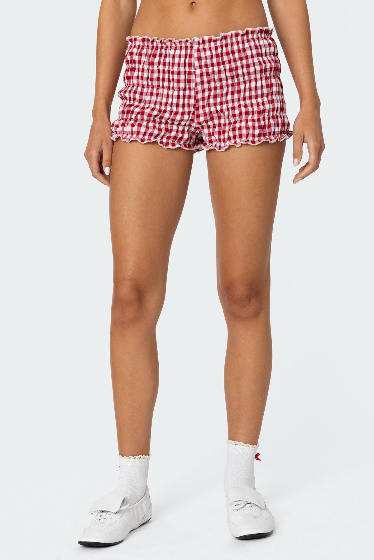 Gingham Scrunch Shorts Product Image