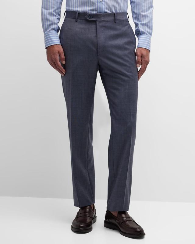 Mens Sharkskin Slim-Fit Wool Pants Product Image