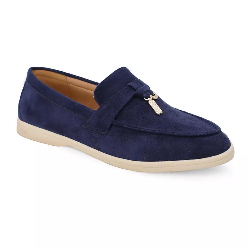 Yoki Carol-07 Womens Casual Slip On Loafers Blue Product Image