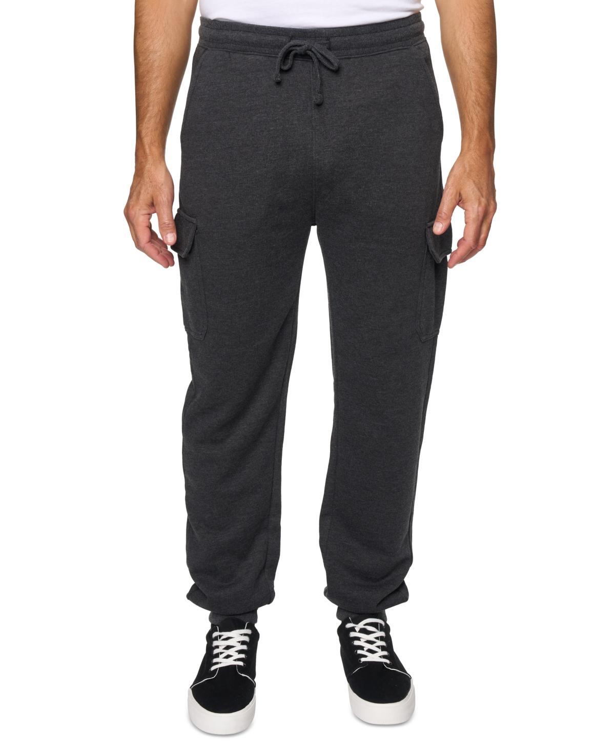 Lazer Mens Relaxed Fit Drawstring Burnout Fleece Cargo Jogger Pants Product Image