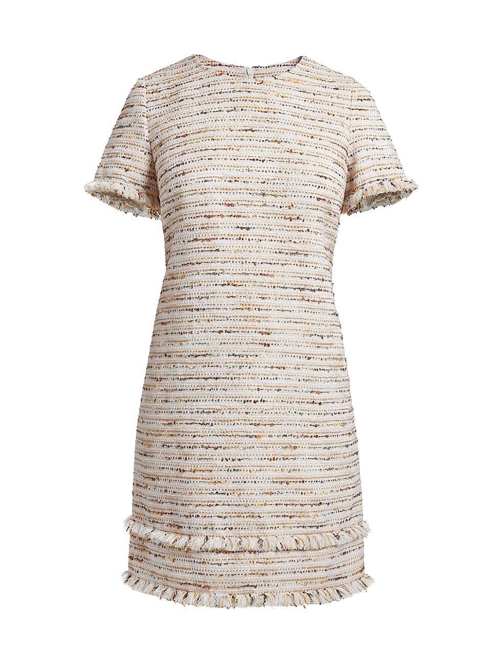 Womens Fringed Tweed Shift Dress Product Image