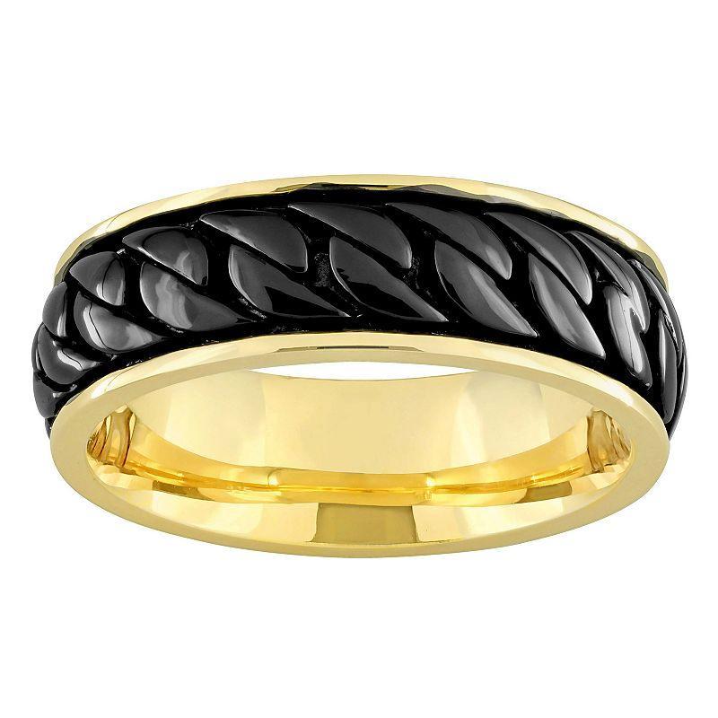 Stella Grace Mens 18k Gold Over Silver Ribbed Design Ring 18k Gold Plated Product Image