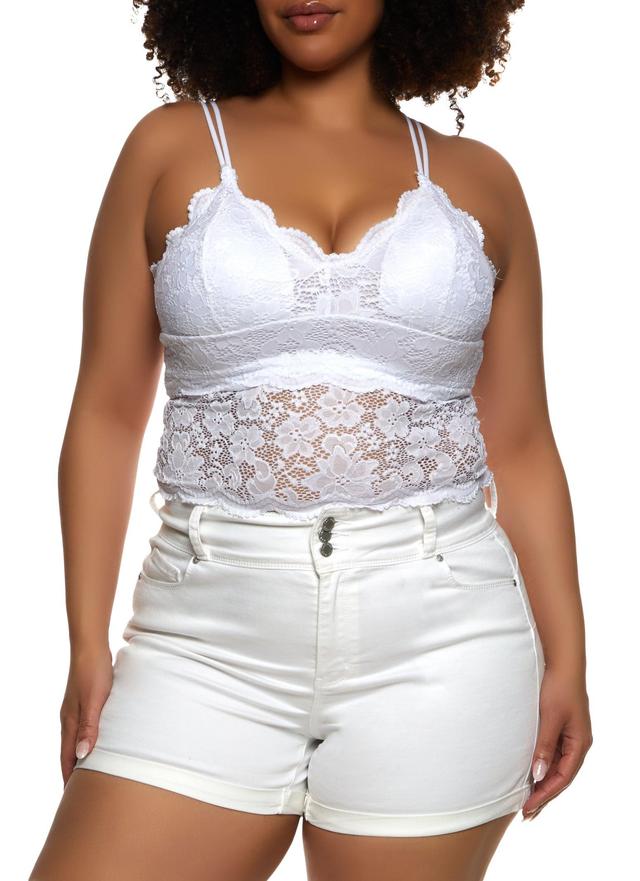 Womens Plus Size Floral Lace Cropped Cami Product Image