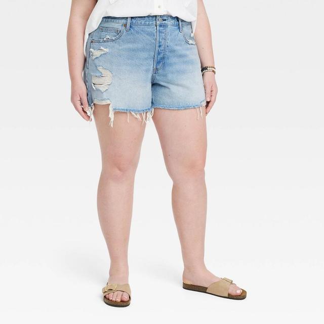 Womens Mid-Rise 90s Baggy Jean Shorts - Universal Thread Blue 24 Product Image