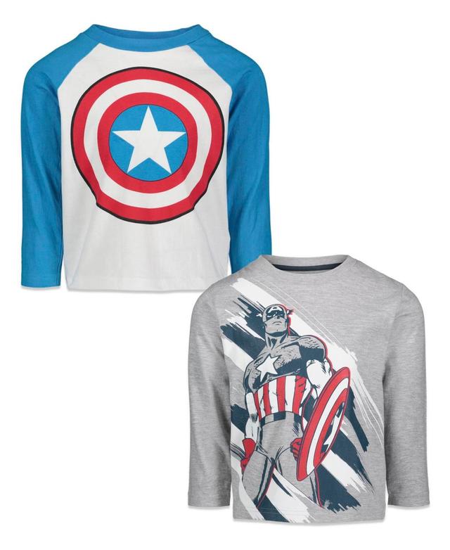 Marvel Toddler Boys Avengers Spider-Man Iron Man Captain America Hulk Black Panther Miles 2 Pack Long Sleeve T-Shirts to Product Image