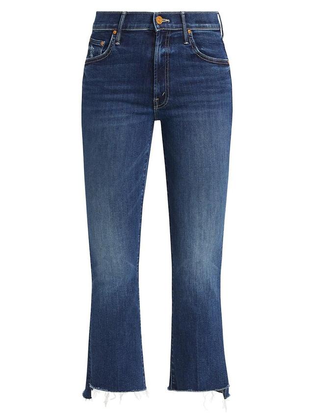 MOTHER The Insider Crop Step Fray in Teaming Up - Blue. Size 24 (also in 25, 26, 27, 29, 30, 34). Product Image