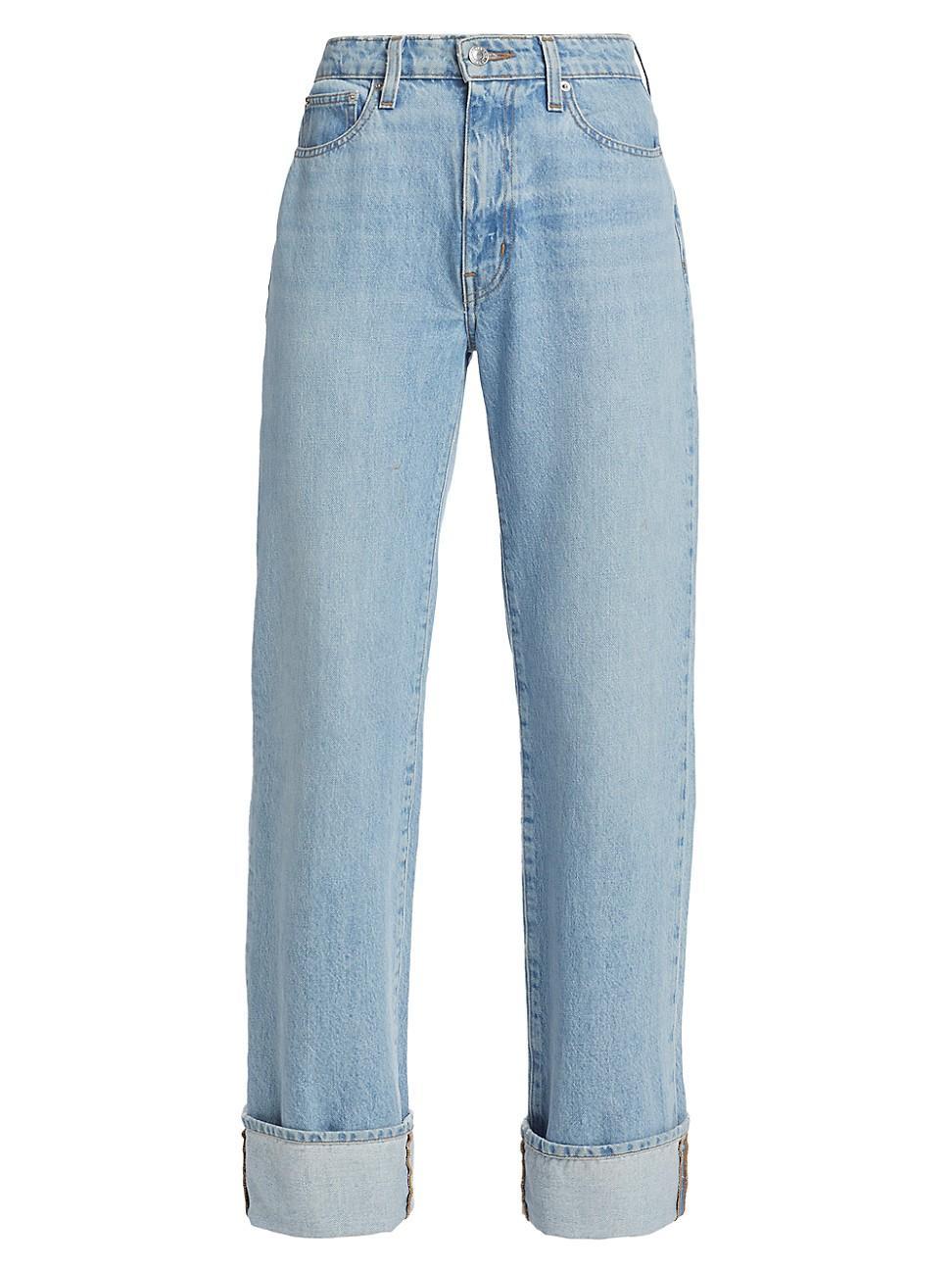 Womens Farrah High-Rise Cuffed Straight Jeans product image