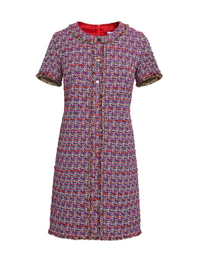 Womens Button-Front Tweed Short-Sleeve Minidress Product Image