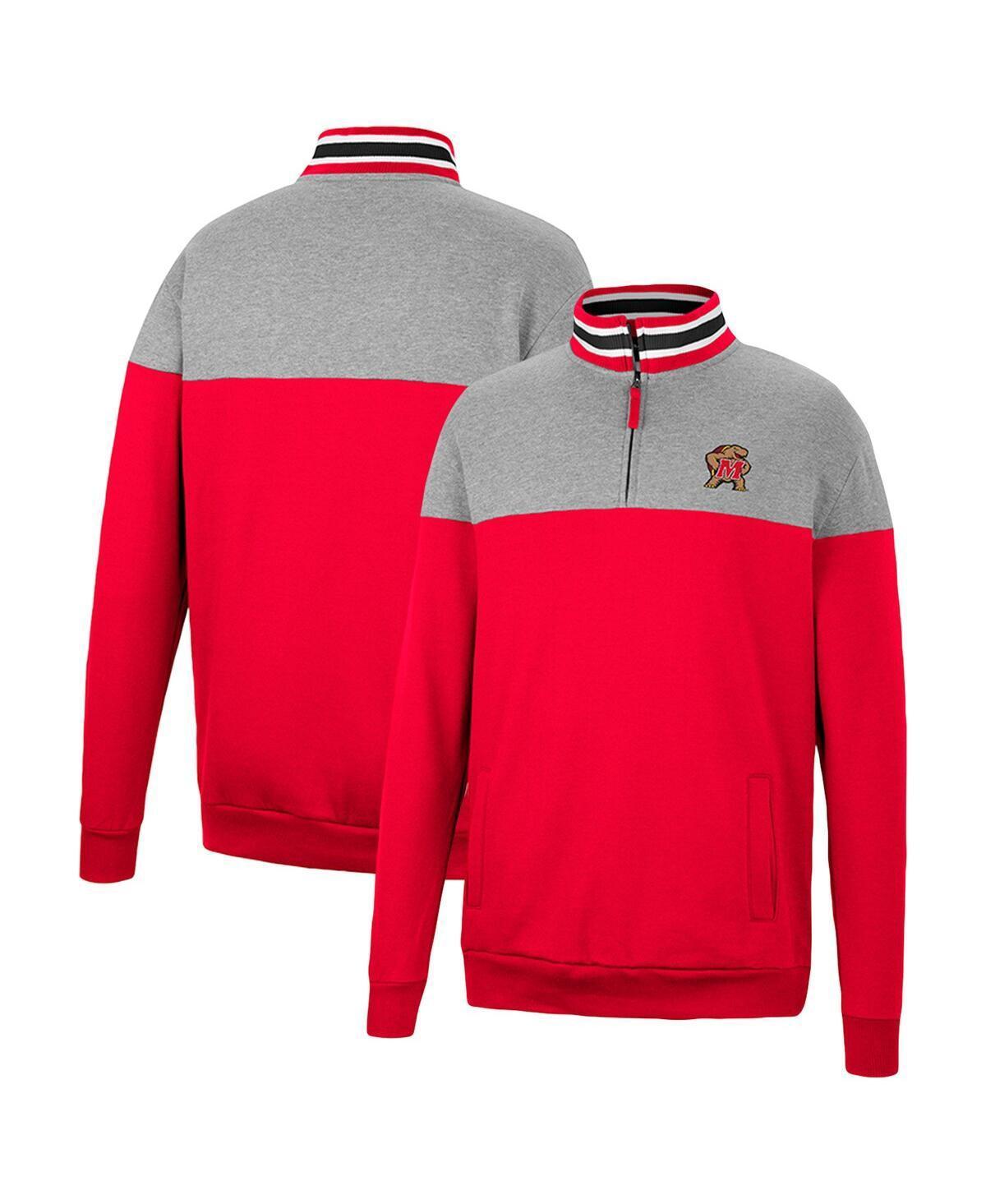 Mens Colosseum Red and Heather Gray Maryland Terrapins Be the Ball Quarter-Zip Top - Red Product Image