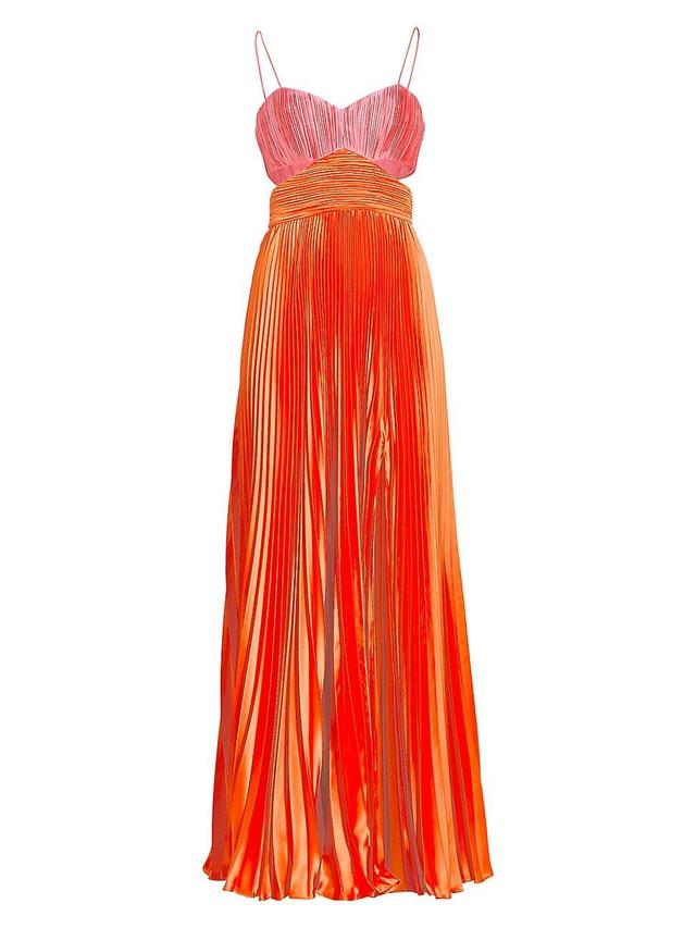 Womens Elodie Satin Colorblock Pleated Gown Product Image