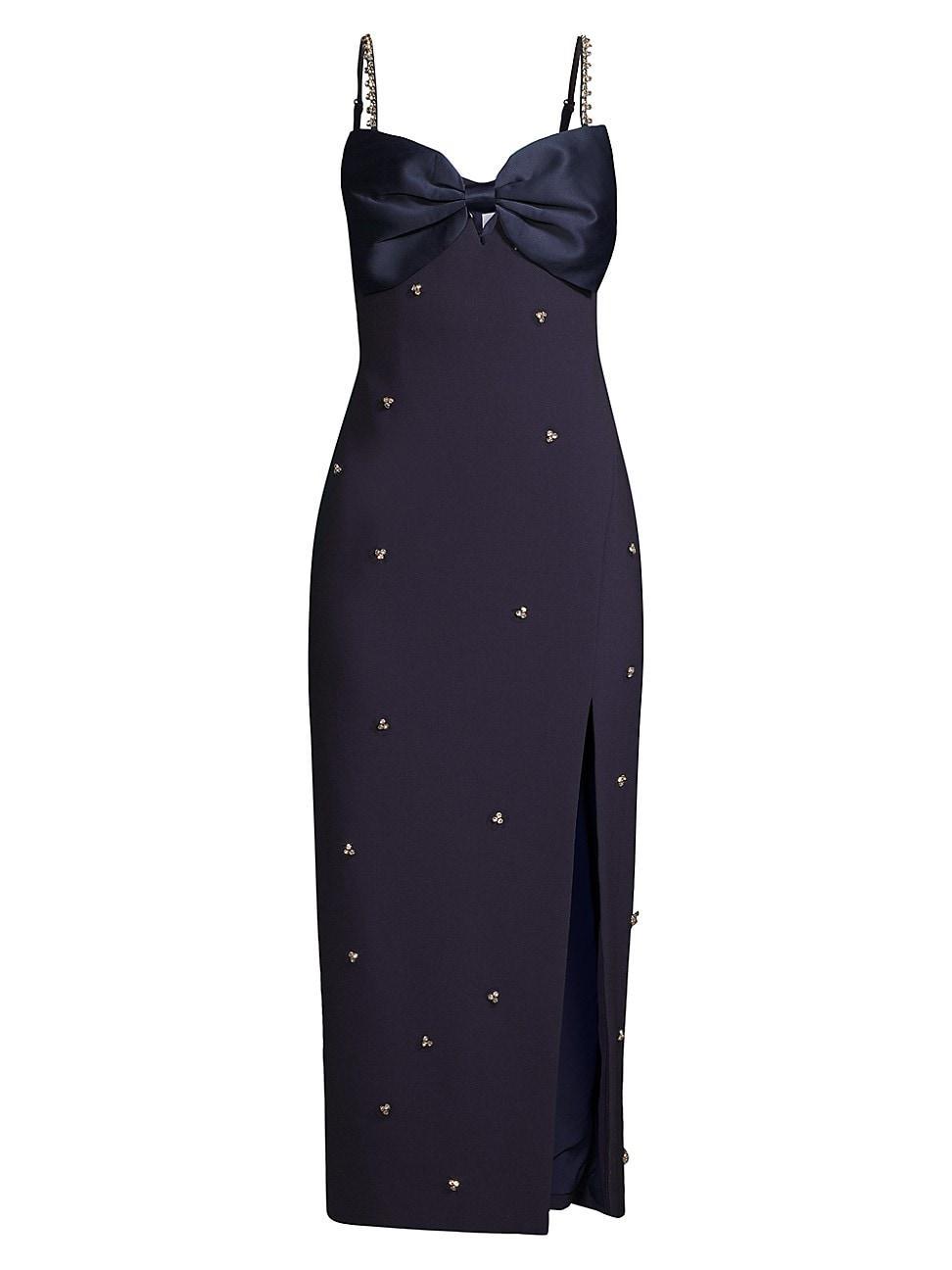 Womens Domenica Bow & Crystal-Embellished Midi-Dress Product Image