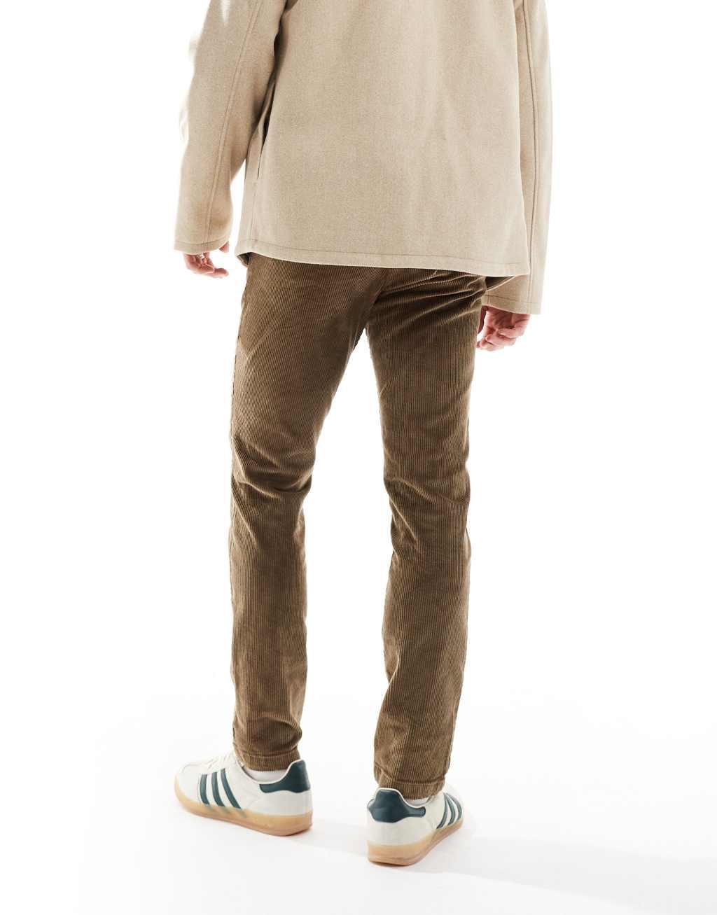 Jack & Jones slim cord pants in beige Product Image