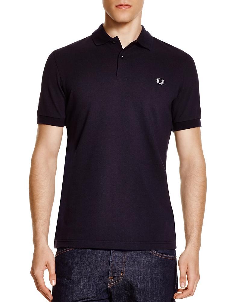 Fred Perry unisex plain polo shirt in navy Product Image