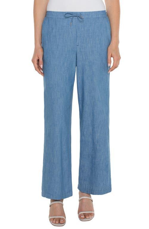 Liverpool Los Angeles Chambray Mid-Rise Relaxed Wide Leg Pull On Tie Waist Pant 30 (Chambray) Women's Dress Pants Product Image