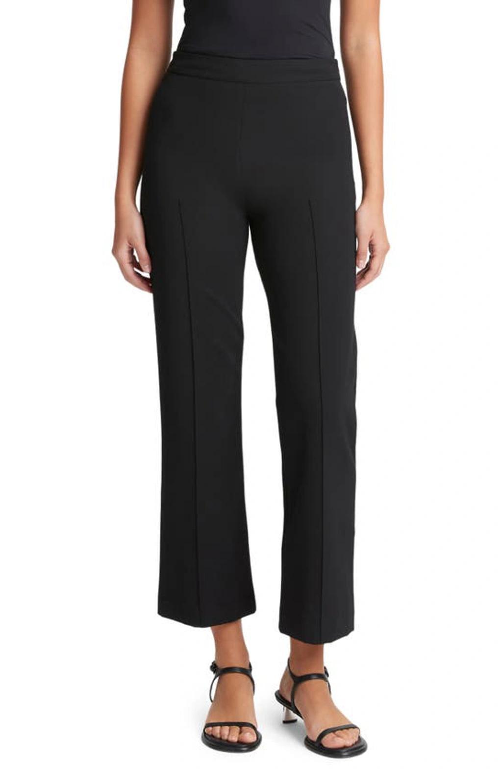 Pintuck Crop Flare Cotton Blend Pants In Black product image