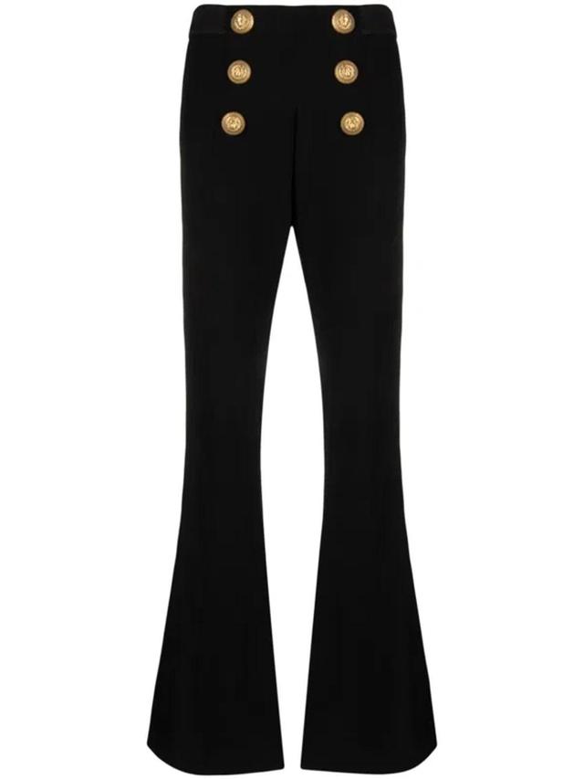 Button-detail Flared Trousers In Black Product Image