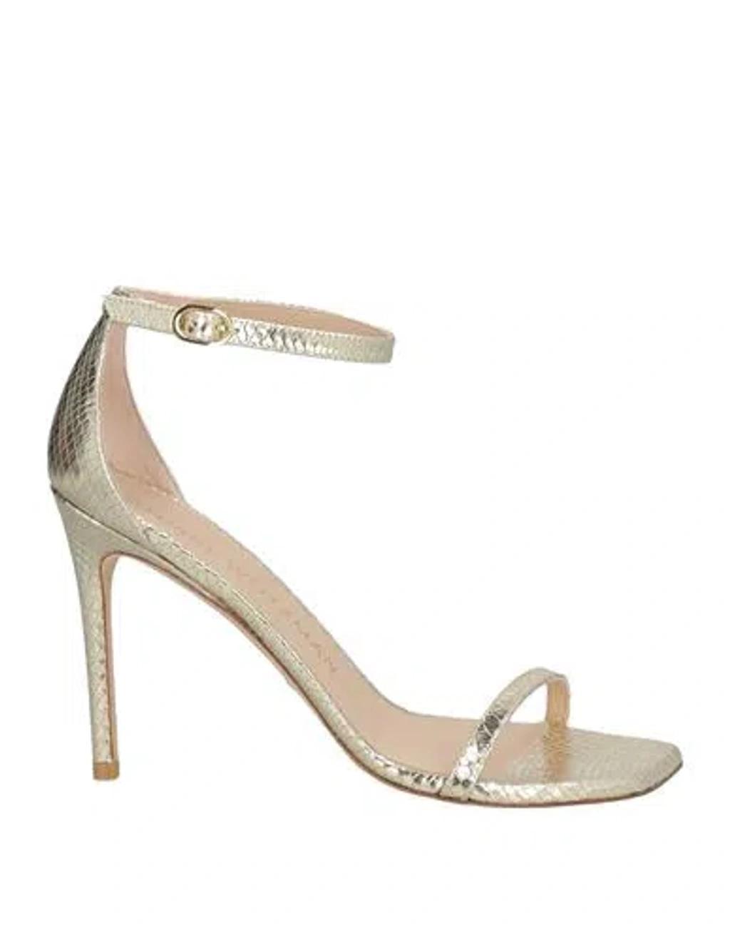 STUART WEITZMAN Woman Sandals Gold Size 9 Leather In Grey Product Image