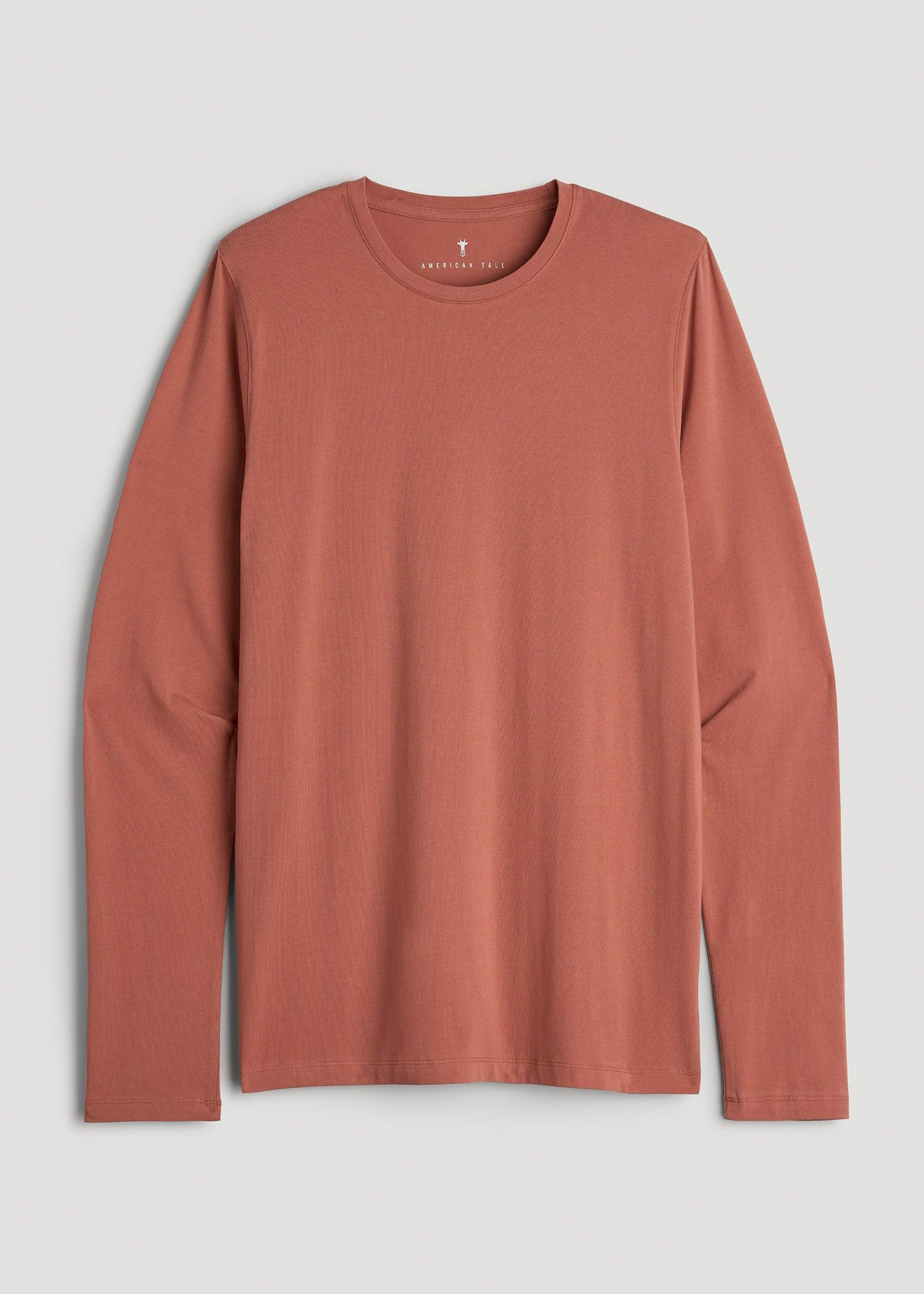 MODERN-FIT Stretch Cotton Long Sleeve Tall Men's Tee in Persimmon Product Image