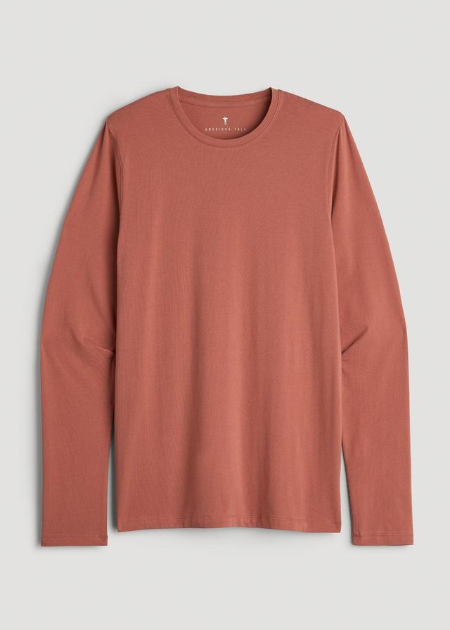 MODERN-FIT Stretch Cotton Long Sleeve Tall Men's Tee in Persimmon Product Image