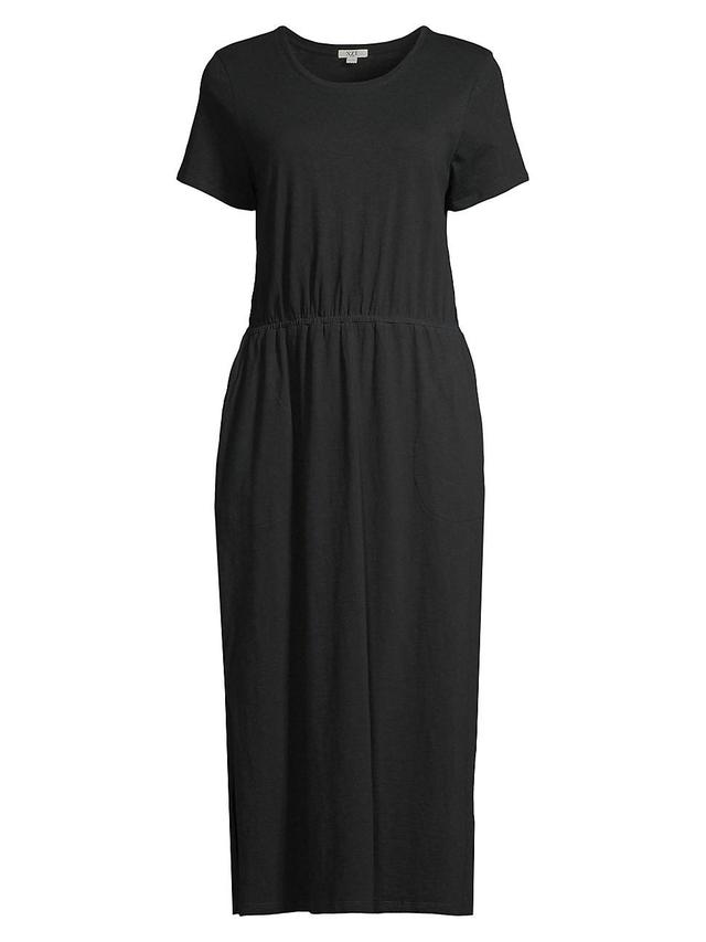 Womens Short-Sleeve Slubbed Cotton Midi-Dress Product Image