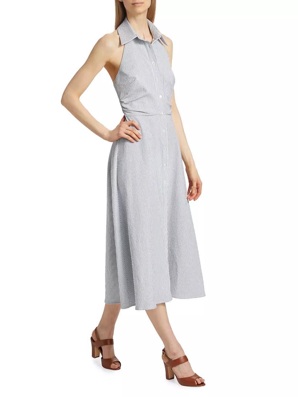 Mackey Seersucker Halter Midi-Dress Product Image