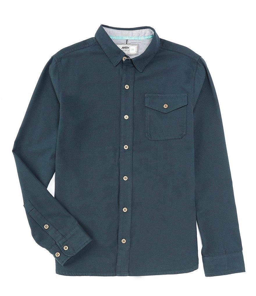 JETTY Essex Oyster Solid Twill Long Sleeve Woven Shirt Product Image