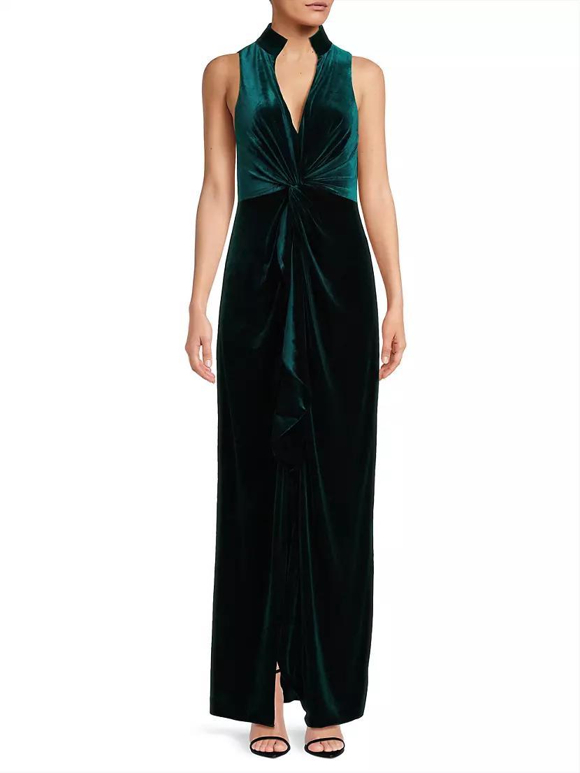 Stretch-Velvet Sleeveless Column Gown Product Image