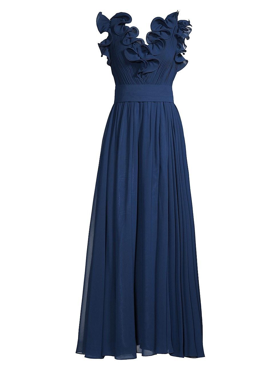 Womens Sleeveless Ruffle Gown Product Image