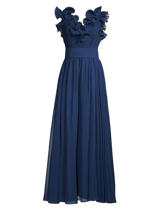 Womens Sleeveless Ruffle Gown Product Image