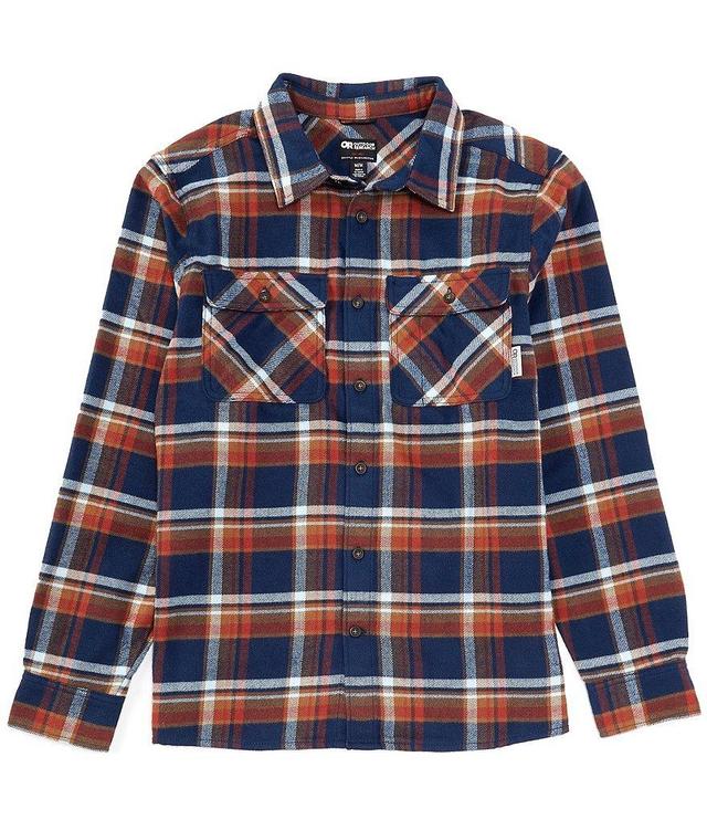 Outdoor Research Performance Stretch Feedback Slate Plaid Flannel Twill Long Sleeve Woven Shirt Product Image