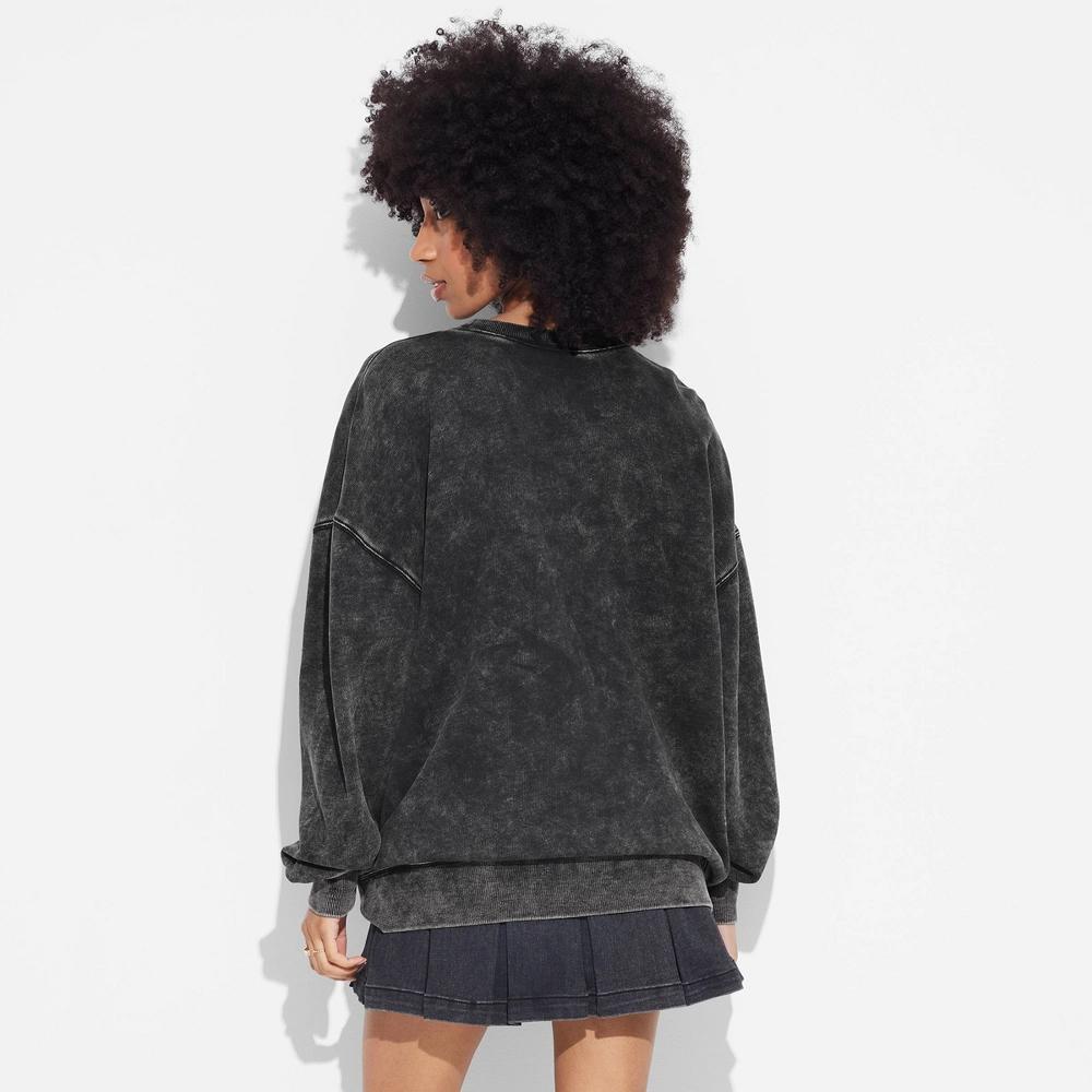 Women's Oversized Pullover Sweatshirt - Wild Fable™ Black XL Product Image