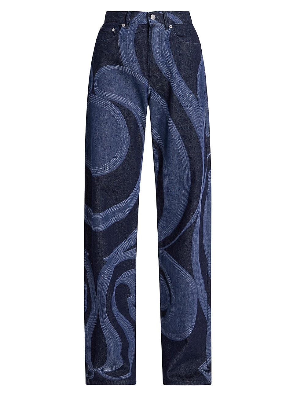 Womens Peyton Swirled Wide-Leg Jeans Product Image